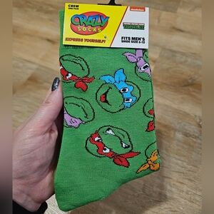 Novelty Teenage Mutant Ninja Turtle Fun Crazy Socks Unisex Crew Men's Size 6-12